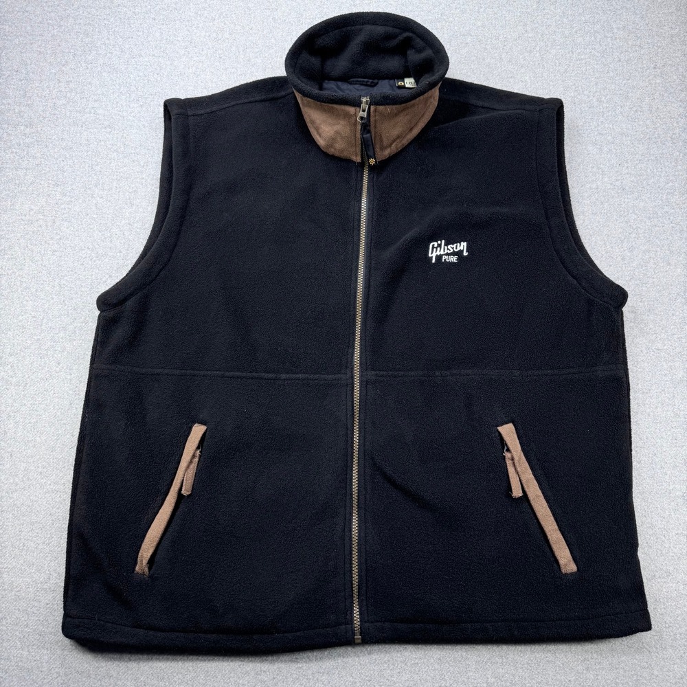 Gibson Guitars Fleece Vest Mens Large Black "Gibson Pure"‎ Promotional VTG Y2K